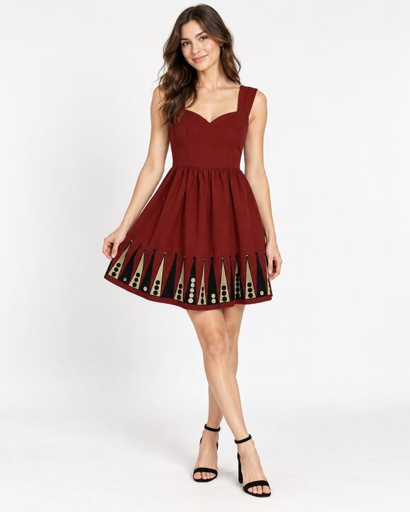 Modcloth Dresses & Skirts - ModCloth Bea Dot Blockade Party Fit & Flare Dress Womens M Red Retro Sleeveless